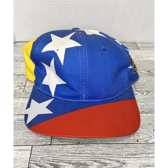Vintage Global Caps Venezuela Flag Yellow Red & Blue Snapback Hat 90s NWT - Picture 5 of 8